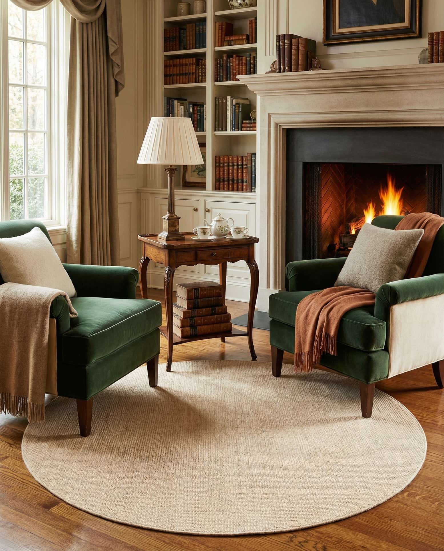 5' 1 x 5' 1 Hand Woven Jill Zarin English Manor Wool Round Rug