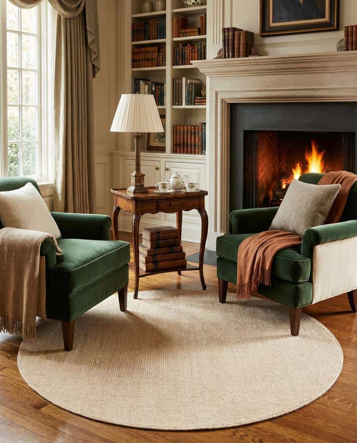 5' 1 x 5' 1 Hand Woven Jill Zarin English Manor Wool Round Rug