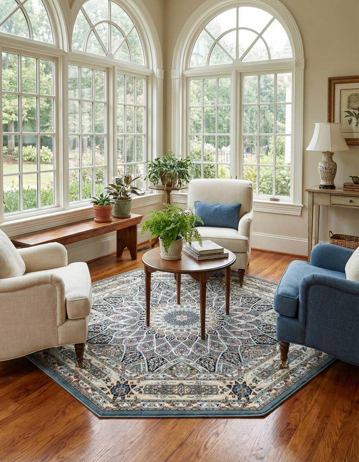 Detail image of 6' x 6' Nain Design Octagon Rug