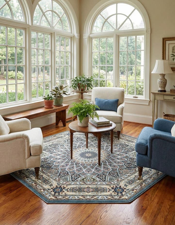 6' x 6' Nain Design Octagon Rug