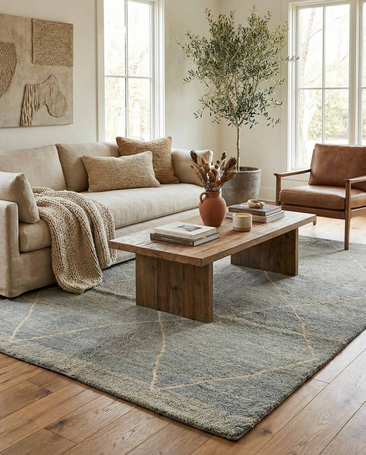 Detail image of 4' 7 x 6' 7 Hand Knotted Moroccan Wool Rug