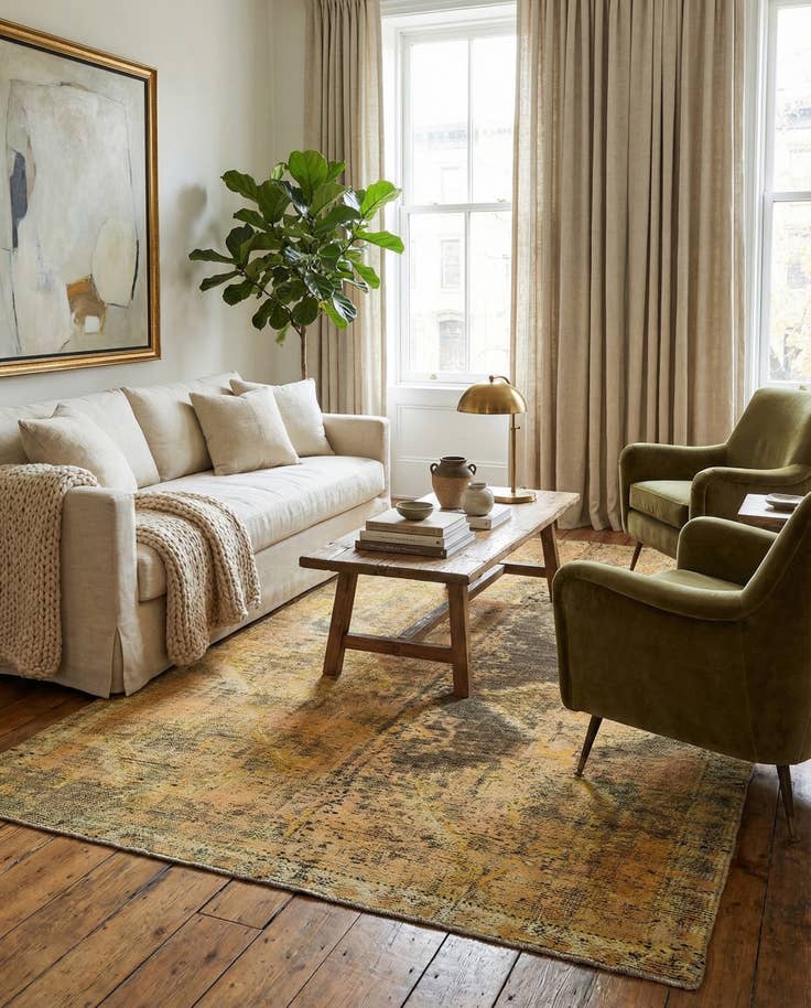 Detail image of 4' 8 x 7' 1 Hand Knotted Ultra Vintage Persian Wool Rug