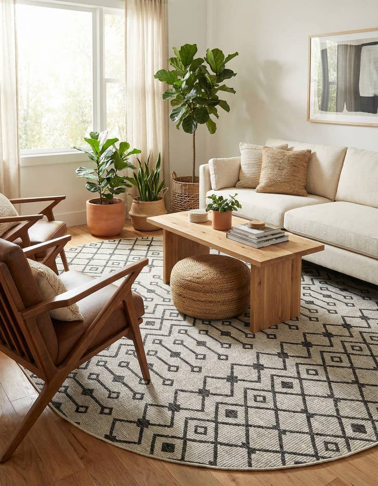 Detail image of 7' 10 x 10'  Washable Trellis Indoor / Outdoor Oval Rug