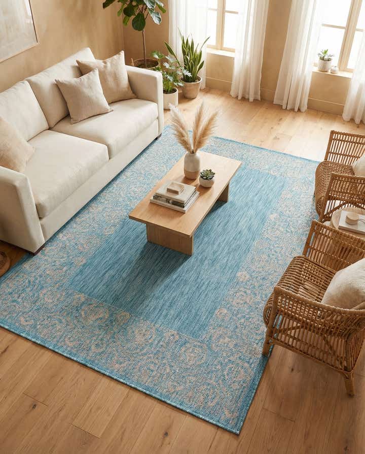 5' 3 x 8' Easy-Clean Border Indoor / Outdoor Rug