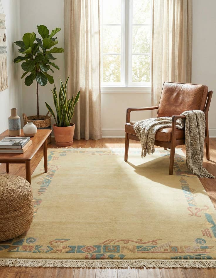 Detail image of 4' 7 x 6' 8  Hand Knotted Nepal Wool Rug