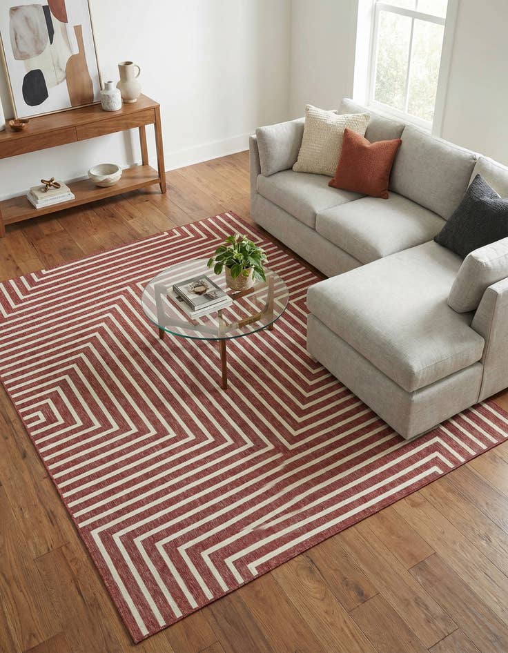 Detail image of  7' 10 x 10'  Washable Modern Indoor / Outdoor Rug