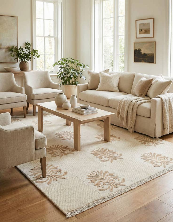 Detail image of  5' x 6' 4  Hand Knotted Darya Wool Rug