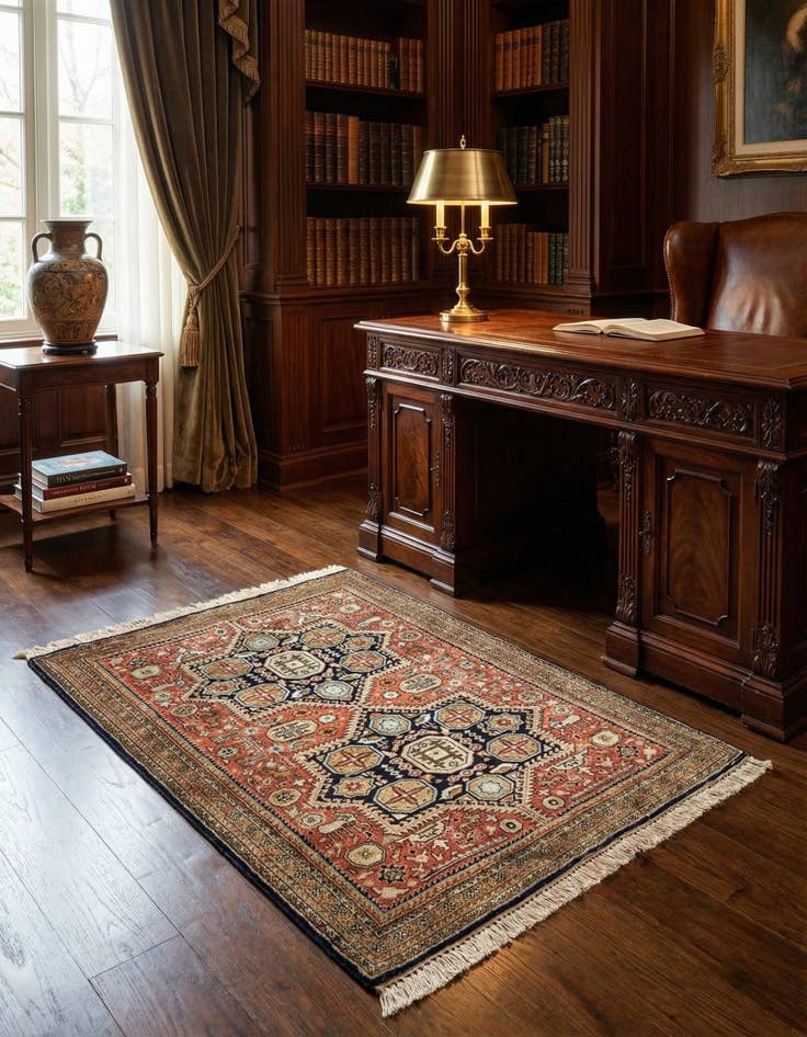 Detail image of 1' 10 x 2' 8 Ghom Silk Rug