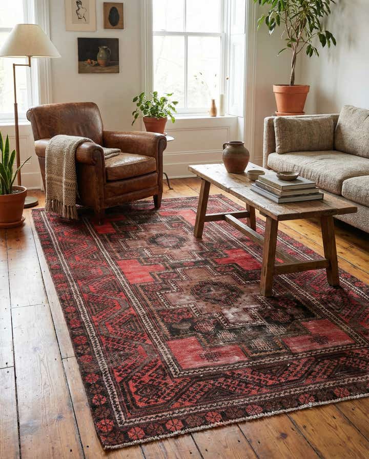 3' 8 x 6' 10 Hand Knotted Ultra Vintage Persian Wool Rug
