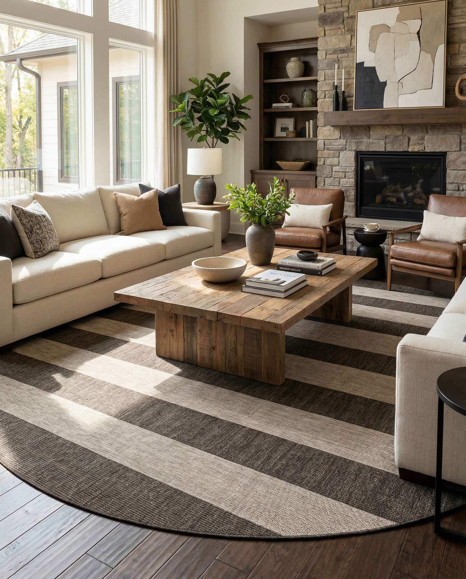 13' x 13' Easy-Clean Ribbon Indoor / Outdoor Round Rug