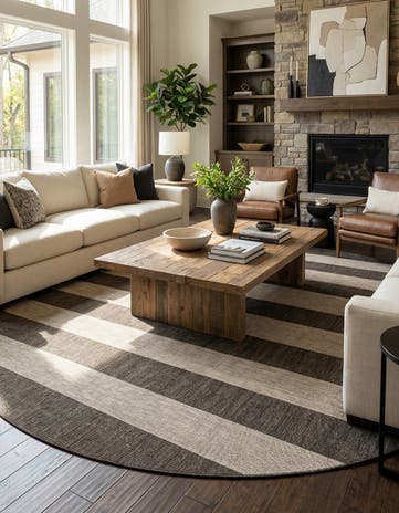 13' x 13' Easy-Clean Ribbon Indoor / Outdoor Round Rug