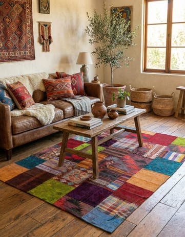 4' x 5' 8 Hand Woven Kilim Patchwork Wool Rug