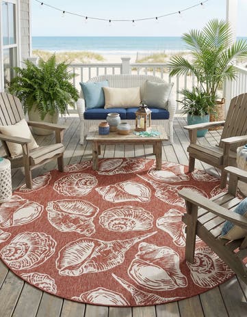 10' x 10' Easy-Clean Coastal Indoor / Outdoor Round Rug