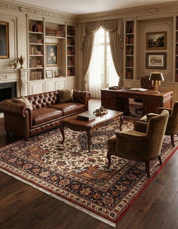 6' 10 x 9' 5 Hand Knotted Qom Persian Rug