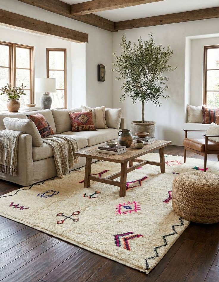 Detail image of 6' 4 x 9' 6 Hand Knotted Moroccan Wool Rug