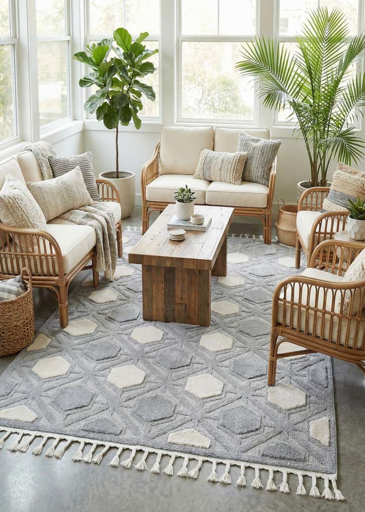 5' 3 x 7' 8 Easy-Clean Modern Indoor / Outdoor Rug