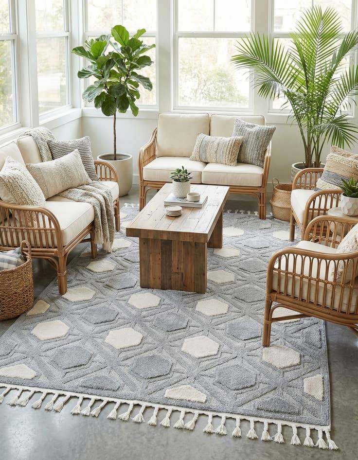 Detail image of 5' 3 x 7' 8  Washable Modern Indoor / Outdoor Rug