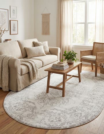 Ivory Oxford Oval Rug