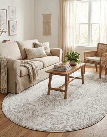 Ivory Oxford Oval Rug