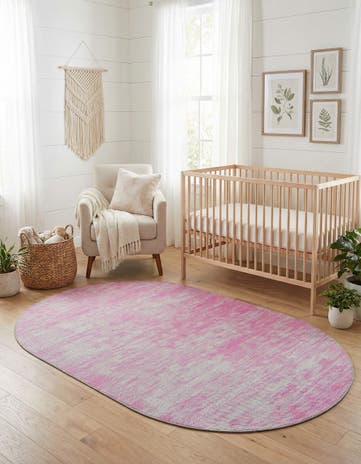Pink Asha Oval Rug