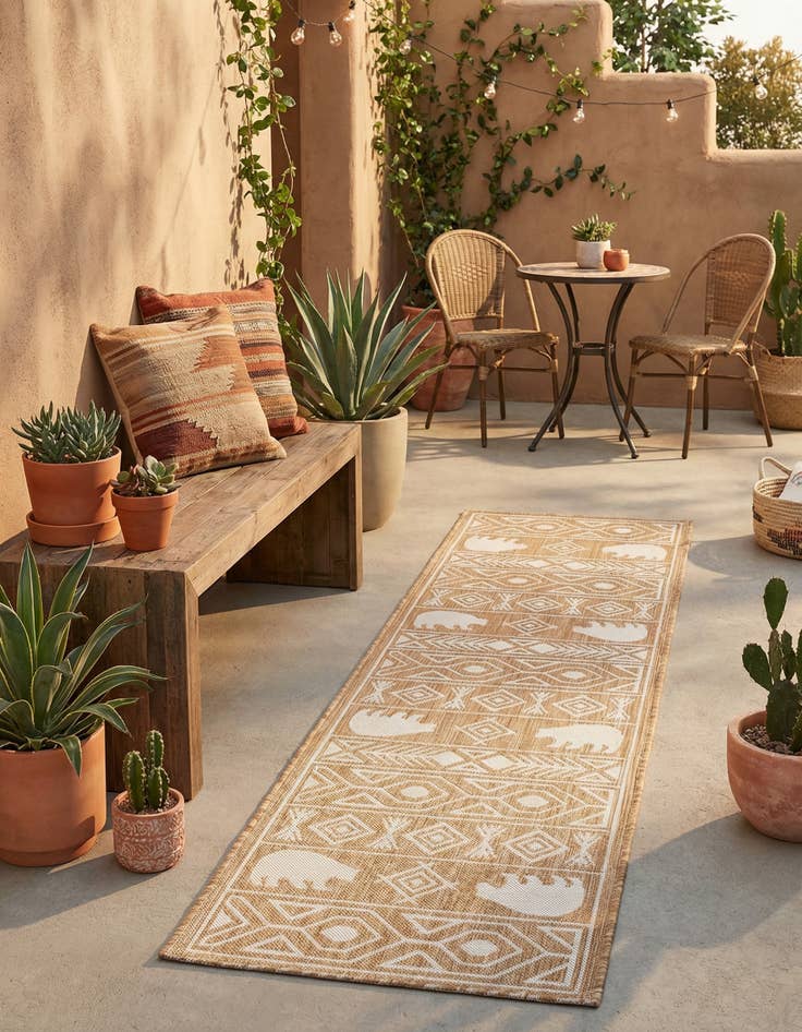 Detail image of 2' x 8'  Washable Southwestern Indoor / Outdoor Runner Rug