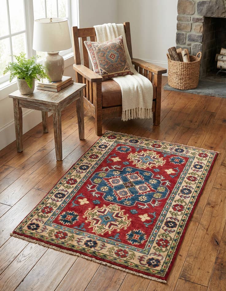 Detail image of 2' 9 x 3' 9  Hand Knotted Kazak Rug