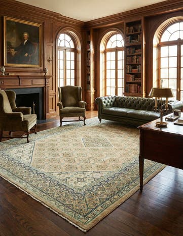 9' 6 x 12' 9 Hand Knotted Farahan Persian Wool Rug