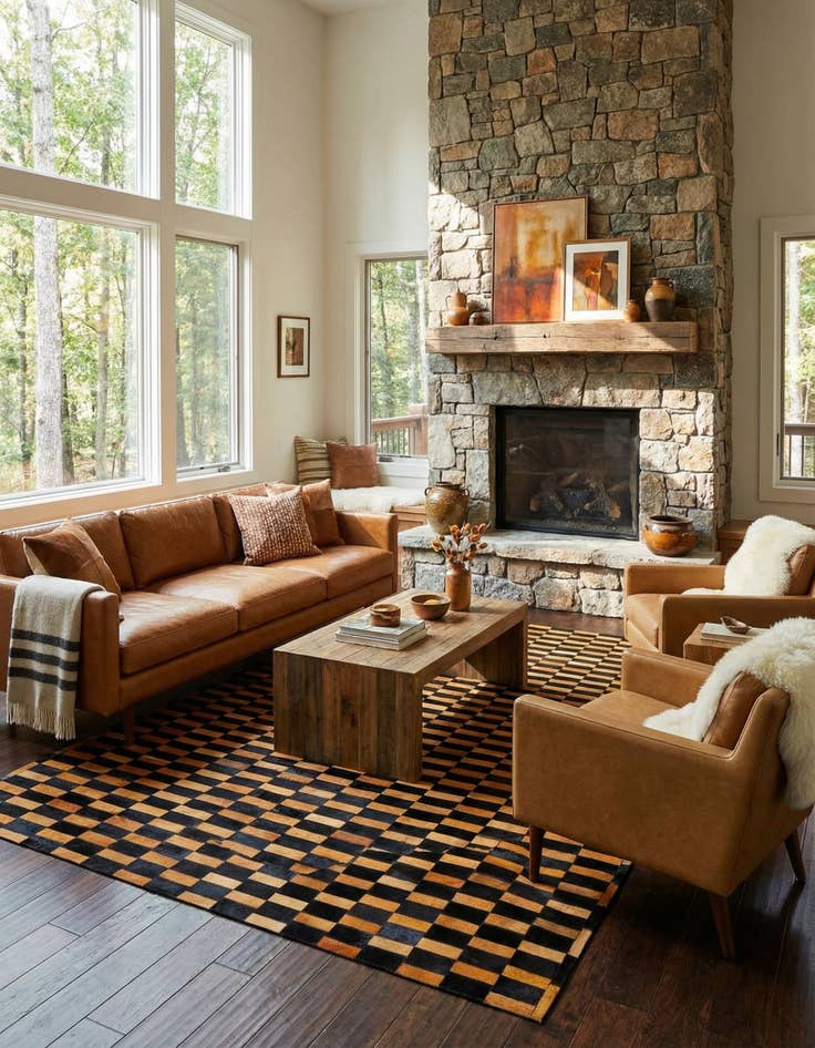 Detail image of  8' 3 x 10' Cowhide - Patchwork Rug