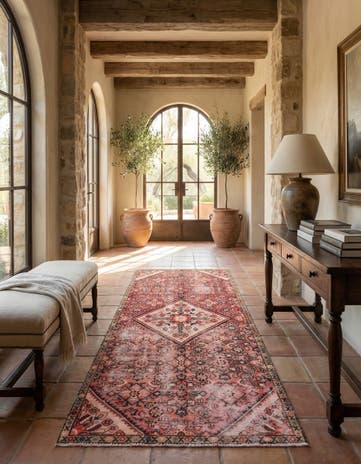 3' 8 x 8' 5 Hand Knotted Ultra Vintage Persian Wool Runner Rug