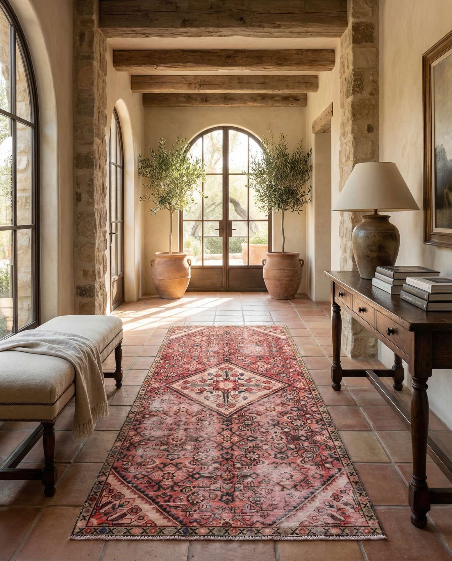3' 8 x 8' 5 Hand Knotted Ultra Vintage Persian Wool Runner Rug