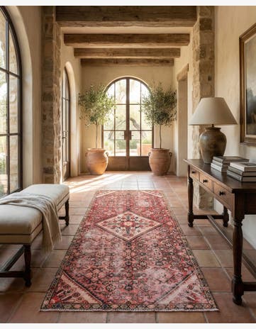 3' 8 x 8' 5 Hand Knotted Ultra Vintage Persian Wool Runner Rug