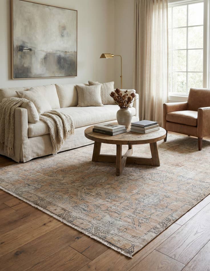 Detail image of 4' 9 x 7' 1  Hand Knotted Ultra Vintage Persian Wool Rug