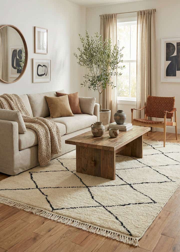 4' 10 x 8' 3 Hand Knotted Moroccan Wool Rug