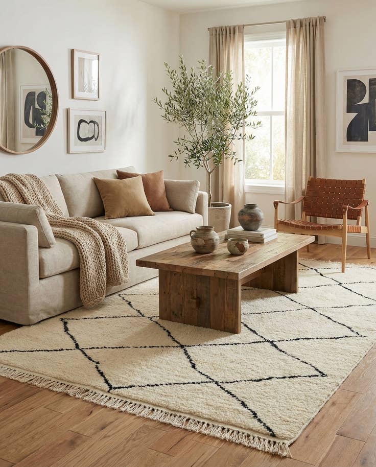Detail image of 4' 10 x 8' 3 Hand Knotted Moroccan Wool Rug