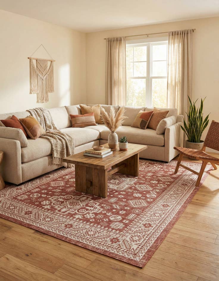 Detail image of 7' 10 x 11' Easy-Clean Aztec Indoor / Outdoor Rug