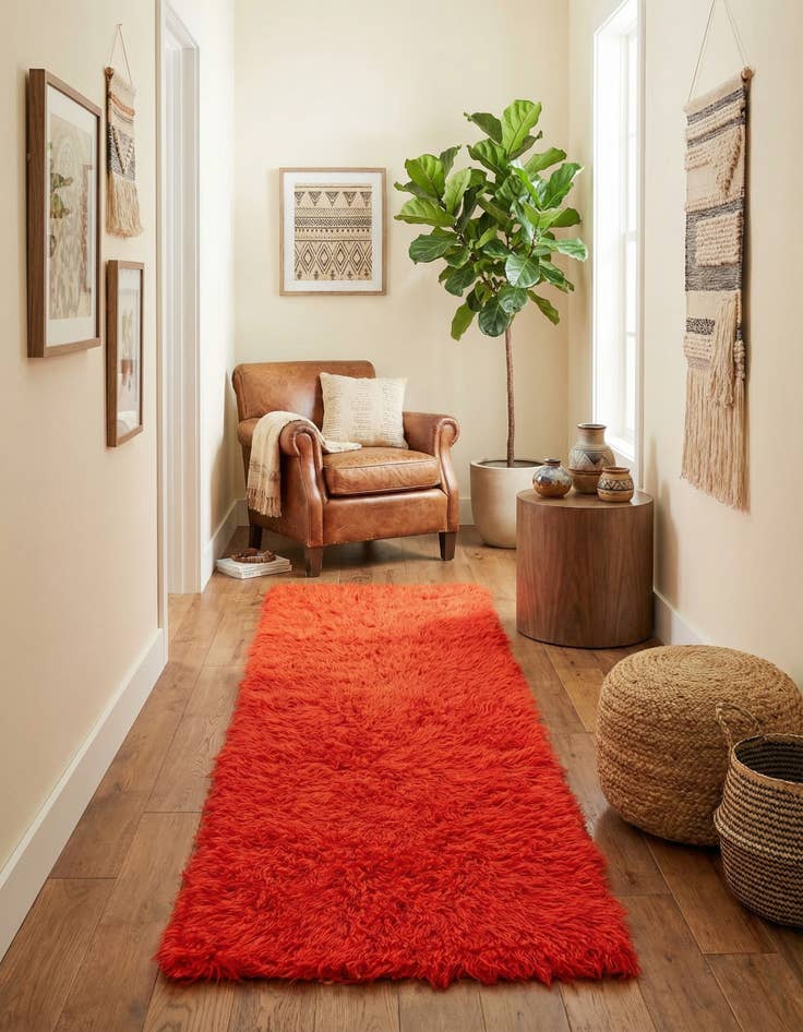 Detail image of 2' 4 x 4' 9  Hand Knotted Moroccan Wool Runner Rug