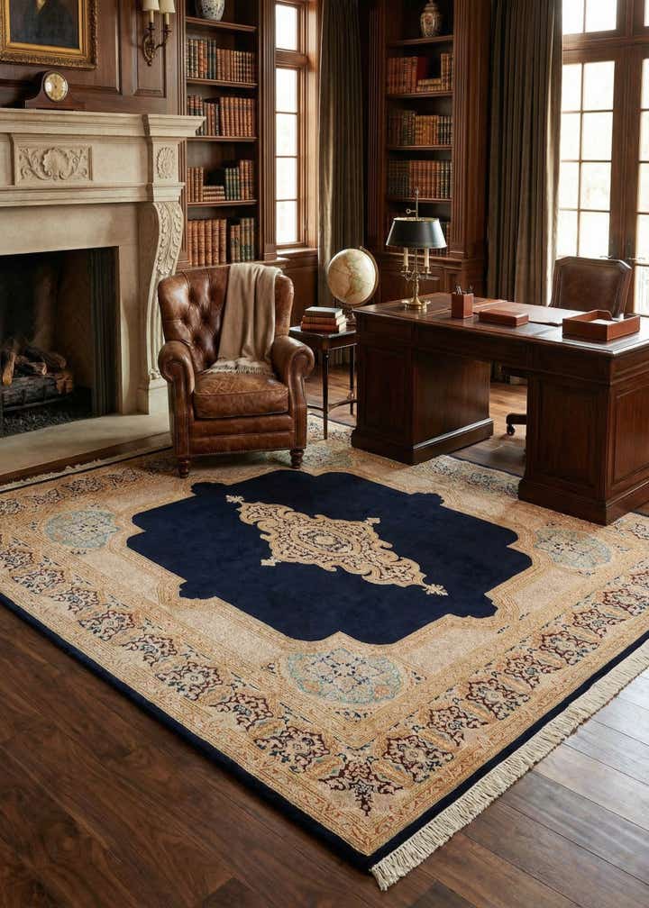 8' 2 x 8' 2 Hand Knotted Kerman Wool Square Rug