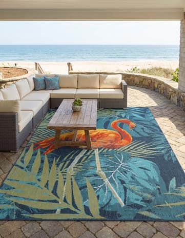 Easy-Clean Coastal Indoor / Outdoor Rug