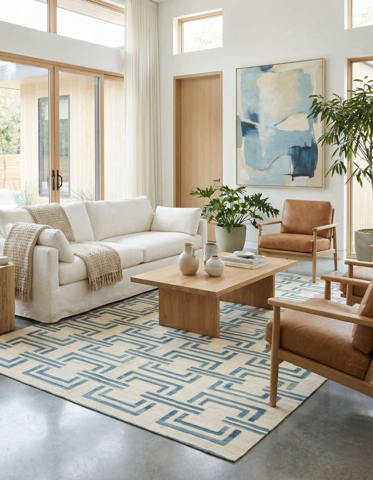 Detail image of  5' 10 x 7' 10  Hand Woven Kilim Modern Wool Rug