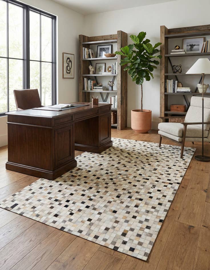 Detail image of 5' x 7' 11 Cowhide Stocks Rug