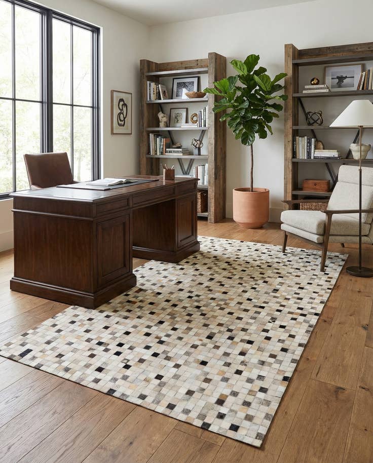 Detail image of 5' x 7' 11 Cowhide Stocks Rug