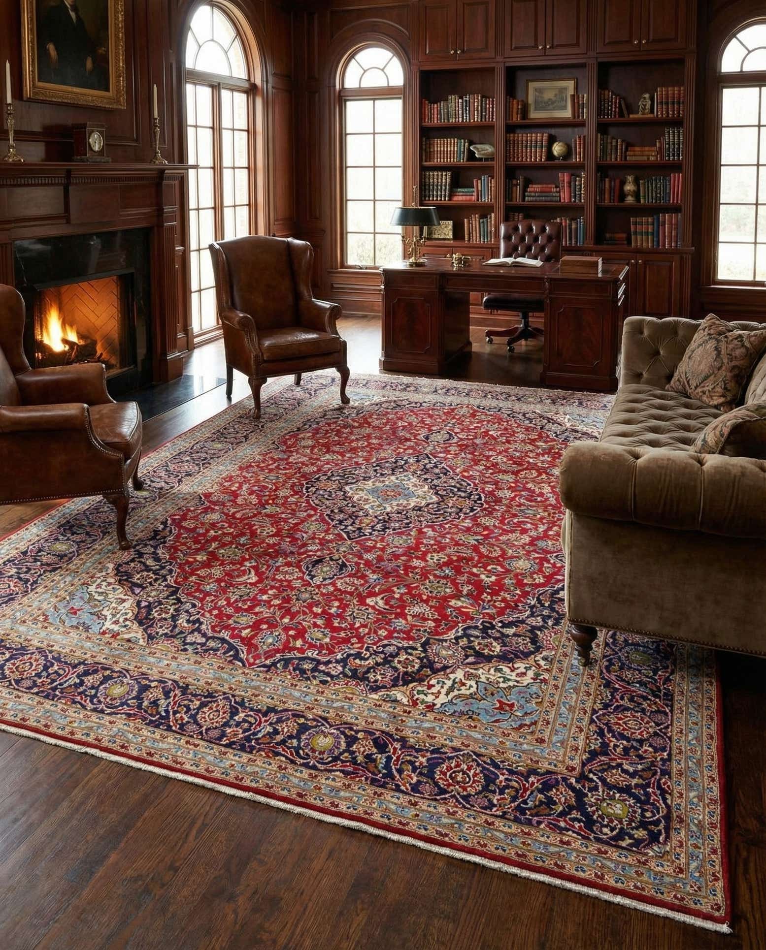 9' 6 x 13' 2 Hand Knotted Kashan Persian Wool Rug