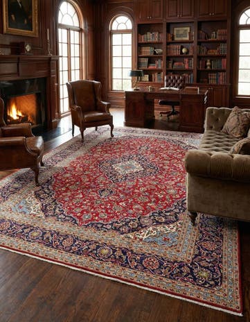 9' 6 x 13' 2 Hand Knotted Kashan Persian Wool Rug