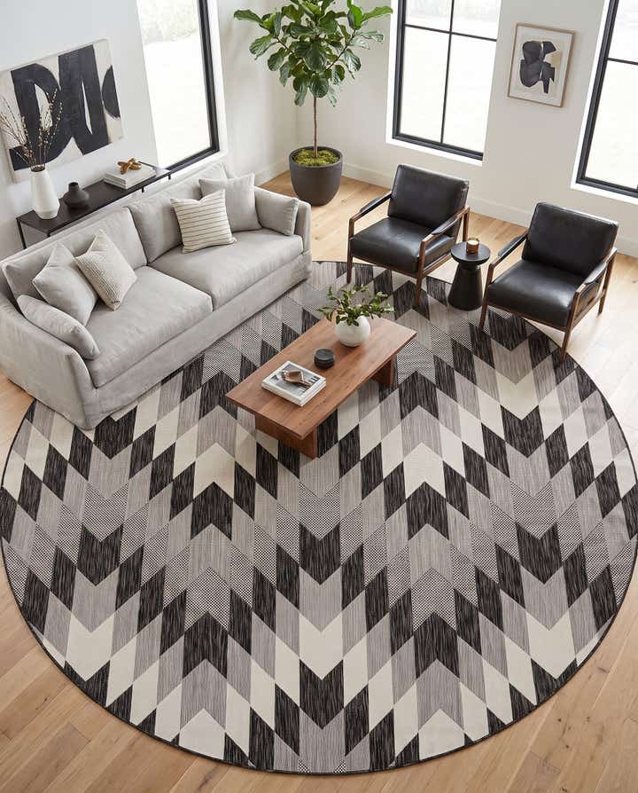 10' x 10' Easy-Clean Modern Indoor / Outdoor Round Rug