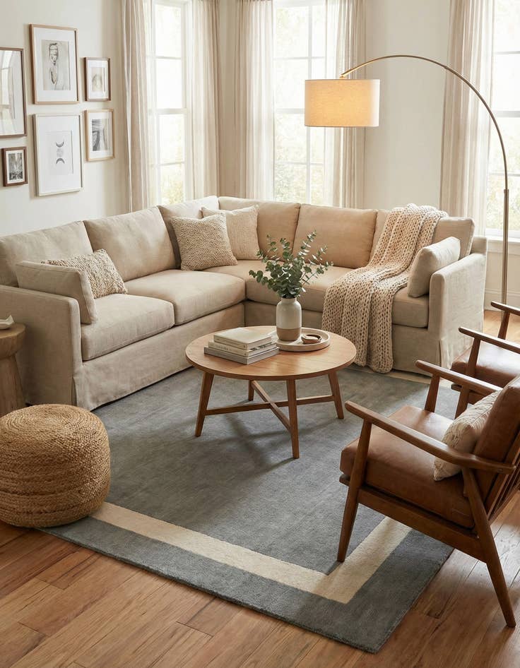 Detail image of 7' 10 x 7' 10 Jill Zarin Border Wool Square Rug