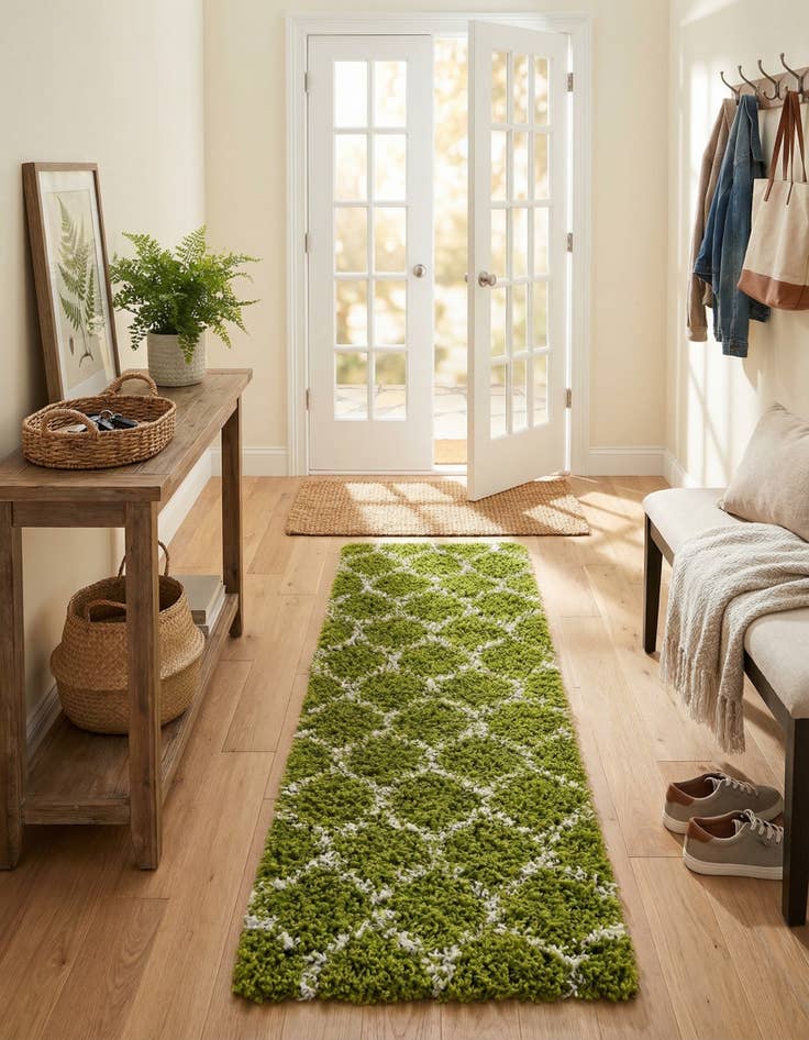 Detail image of  2' x 8' Lattice Shag Runner Rug