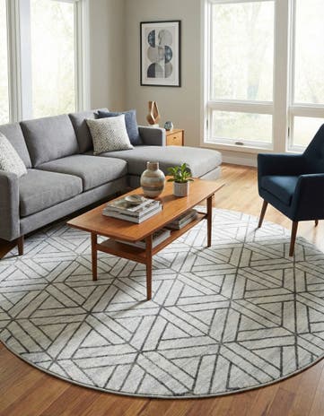 8' x 8' Lattice Trellis Round Rug