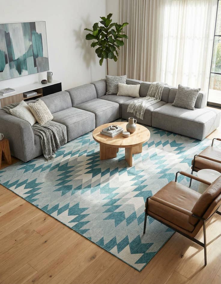 Detail image of  12' x 12'  Washable Modern Indoor / Outdoor Square Rug