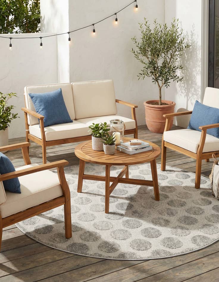 Detail image of 5' x 5'  Washable Sabrina Soto Indoor / Outdoor Round Rug