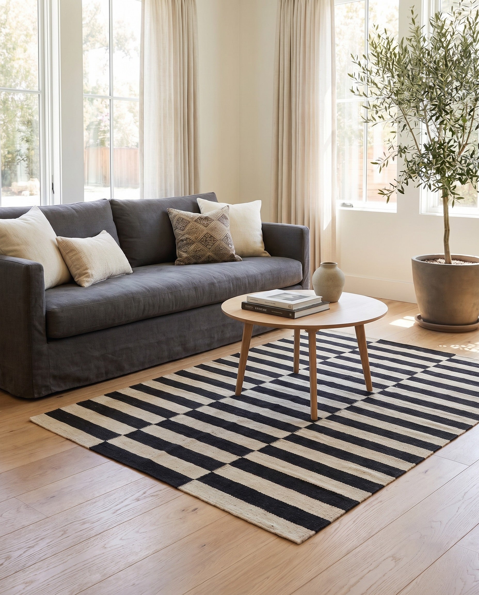 4' x 5' 8 Hand Woven Kilim Modern Wool Rug